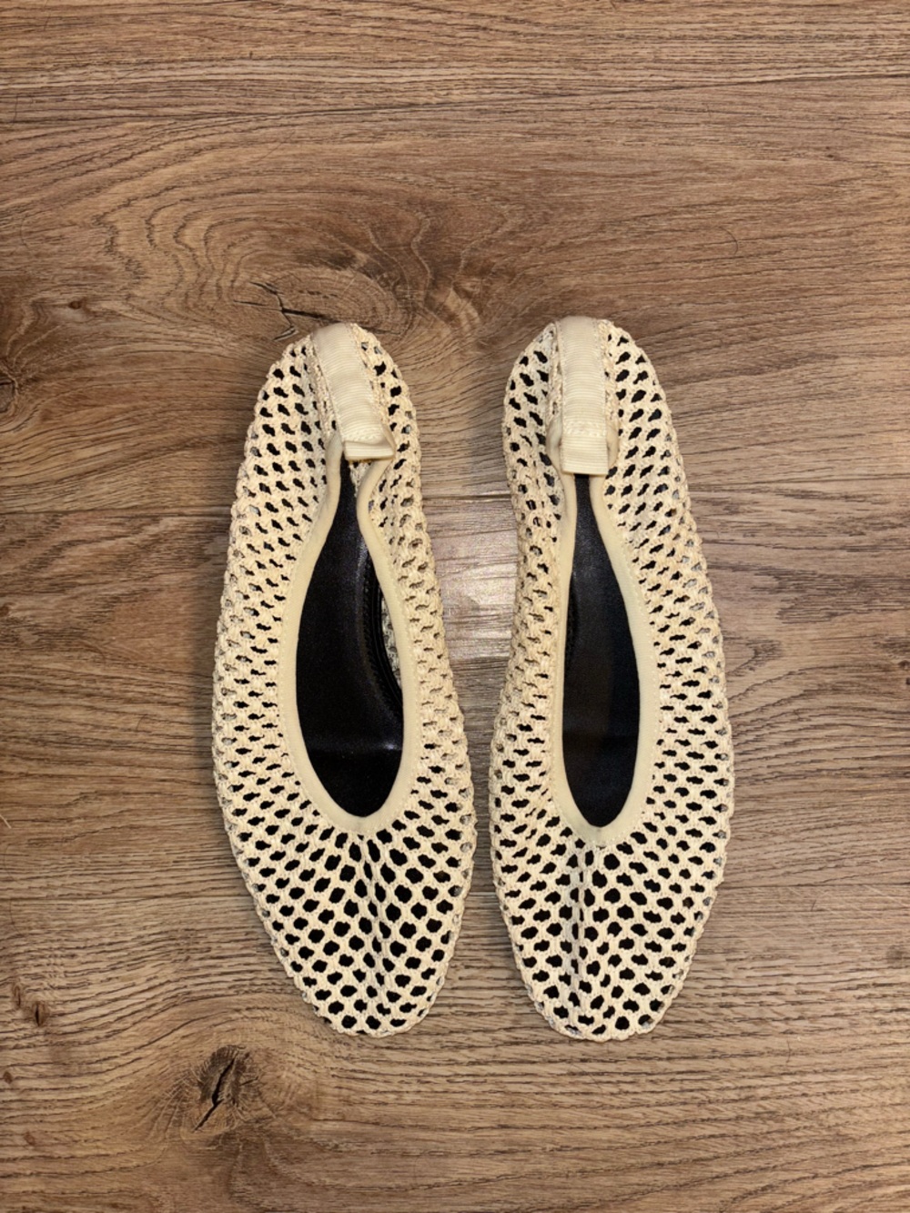 H&M Cream Knit Open-Weave Ballet Flats